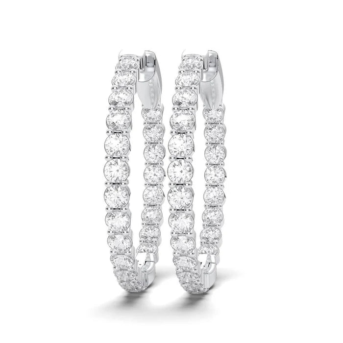 14K White Gold Lab-Grown Diamond In & Out Hoop Earrings – 2.94CTW (102029)