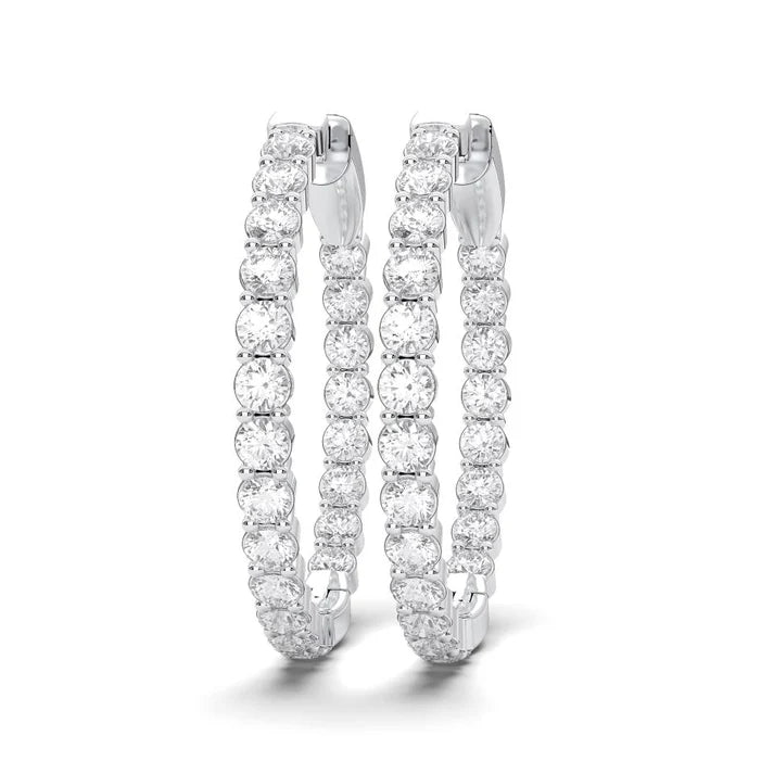 14K White Gold Lab-Grown Diamond In & Out Hoop Earrings – 2.94CTW (102029)