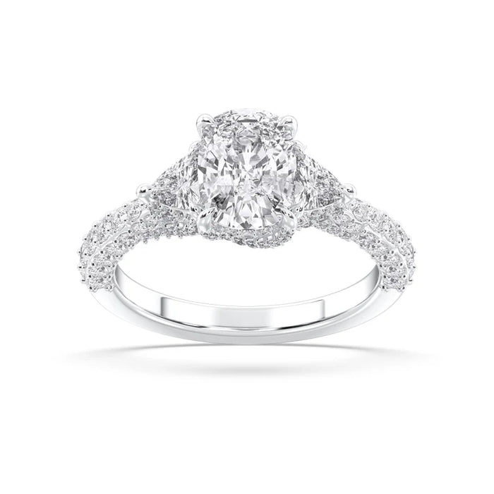 3.00 CTW Cushion-Cut Halo Lab-Grown Diamond Ring in 14k White Gold (102191)