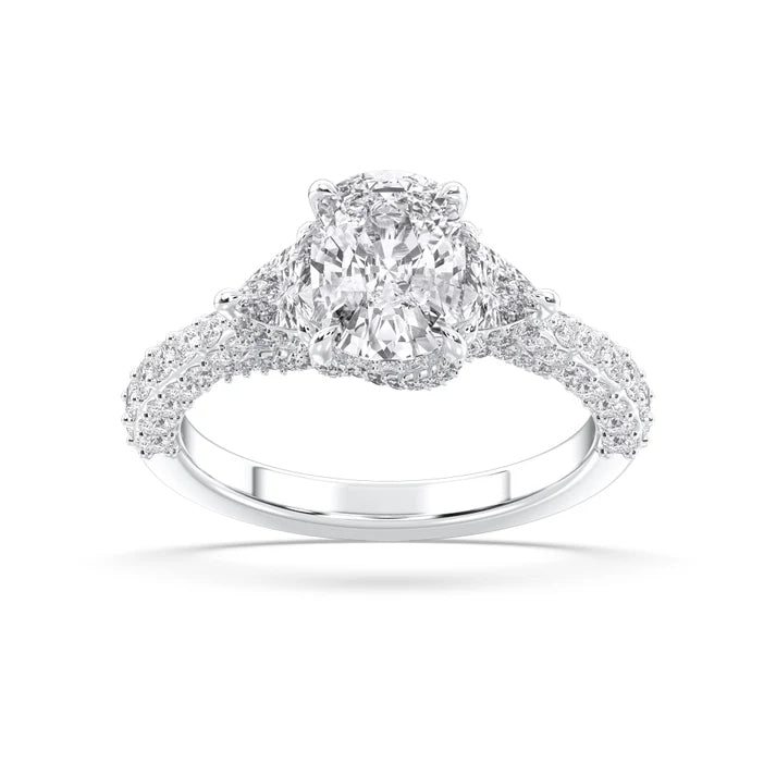 3.00 CTW Cushion-Cut Halo Lab-Grown Diamond Ring in 14k White Gold (102191)