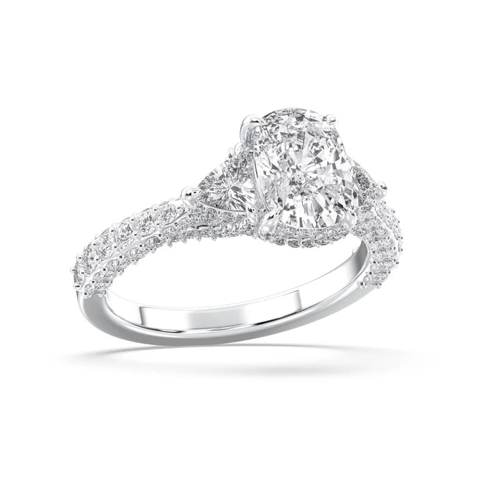 3.00 CTW Cushion-Cut Halo Lab-Grown Diamond Ring in 14k White Gold (102191)
