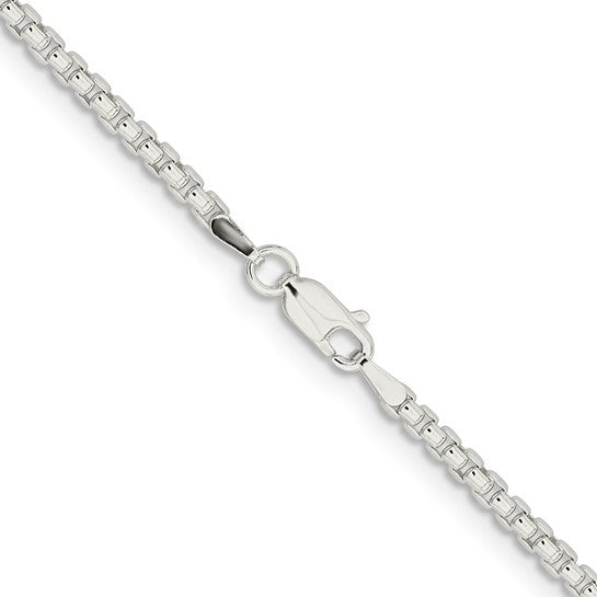 Sterling Silver 2.6mm Round Box Chain Rhodium Plated, 18"