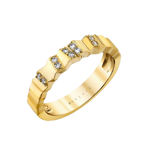 Sylvie 14K Yellow Gold .10ctw Linéaire Diamond Ring (100054)