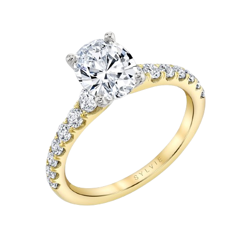 Engagement Ring Oval Cut Semi-Mount 14K Yellow Gold and Diamond  .64ctw (100100)