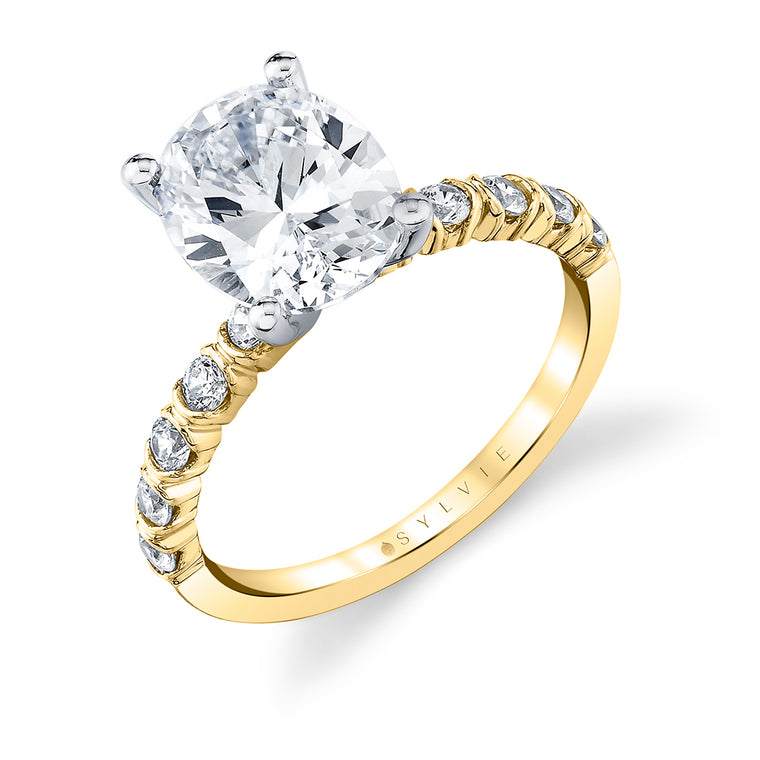 Engagement Ring Oval Cut Semi-Mount 14K Yellow Gold and Diamond .39ctw (100103)