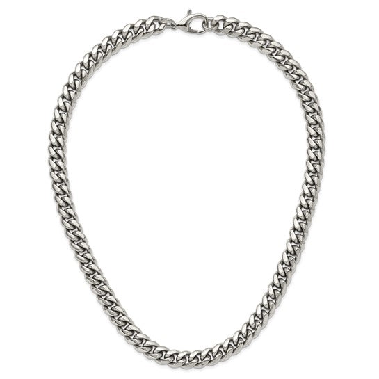 Stainless Steel Polished Curb Chain Necklace (11.92mm, 24")