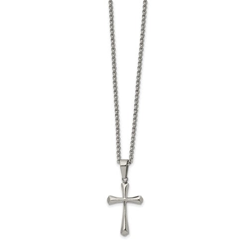 Chisel Stainless Steel Polished Cross Pendant on a 22 inch Rolo Chain Necklace (98881)