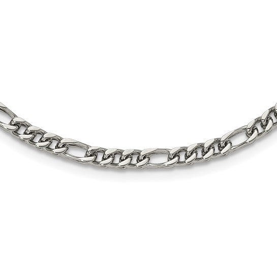 Chisel Stainless Steel Polished 4mm 24 inch Fancy Figaro Chain Necklace (99742)