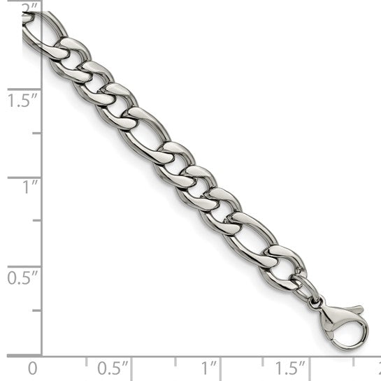Stainless Steel 6.75mm Figaro Bracelet 8" (101100)