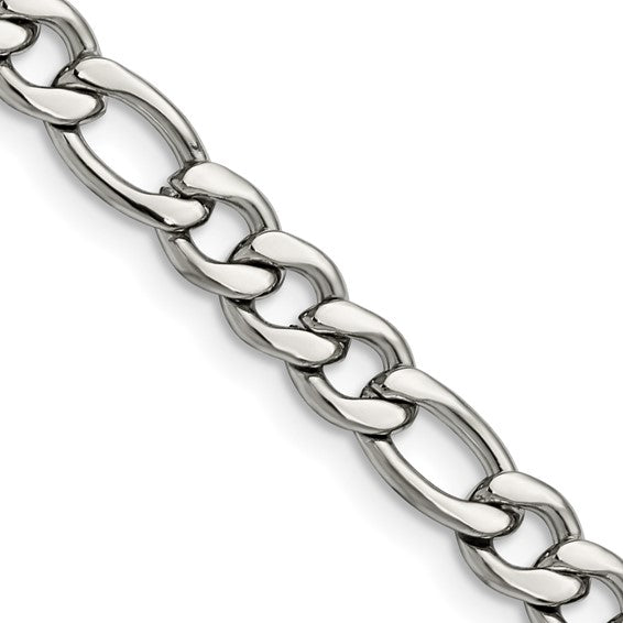Stainless Steel 6.75mm Figaro Bracelet 8