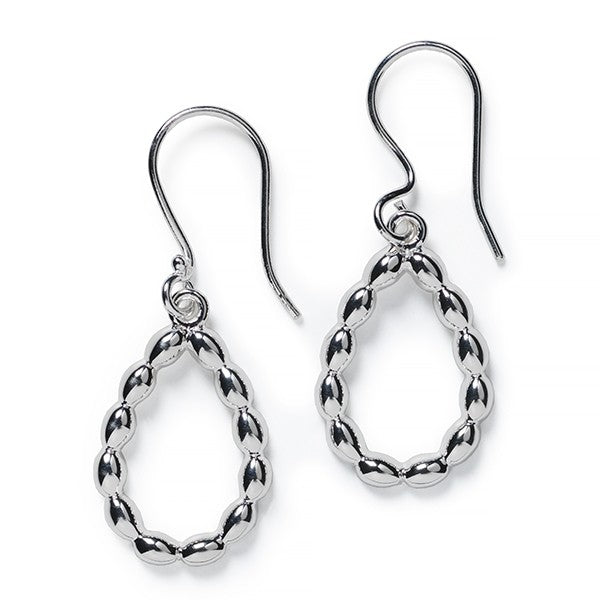 Southern Gates® Dewdrop Rice Bead Earrings 21x16mm 925 sterling silver Designed and distributed in Charleston, SC   Gorgeous sterling silver rice beads pay homage to the Holy City's rice history and South Carolina's agricultural background. Our stunning Rice Bead