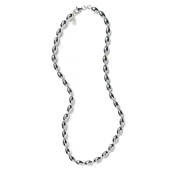  Southern Gates 6mm Rice Bead Necklace. &nbsp;17" + 2" extender  .925 Silver