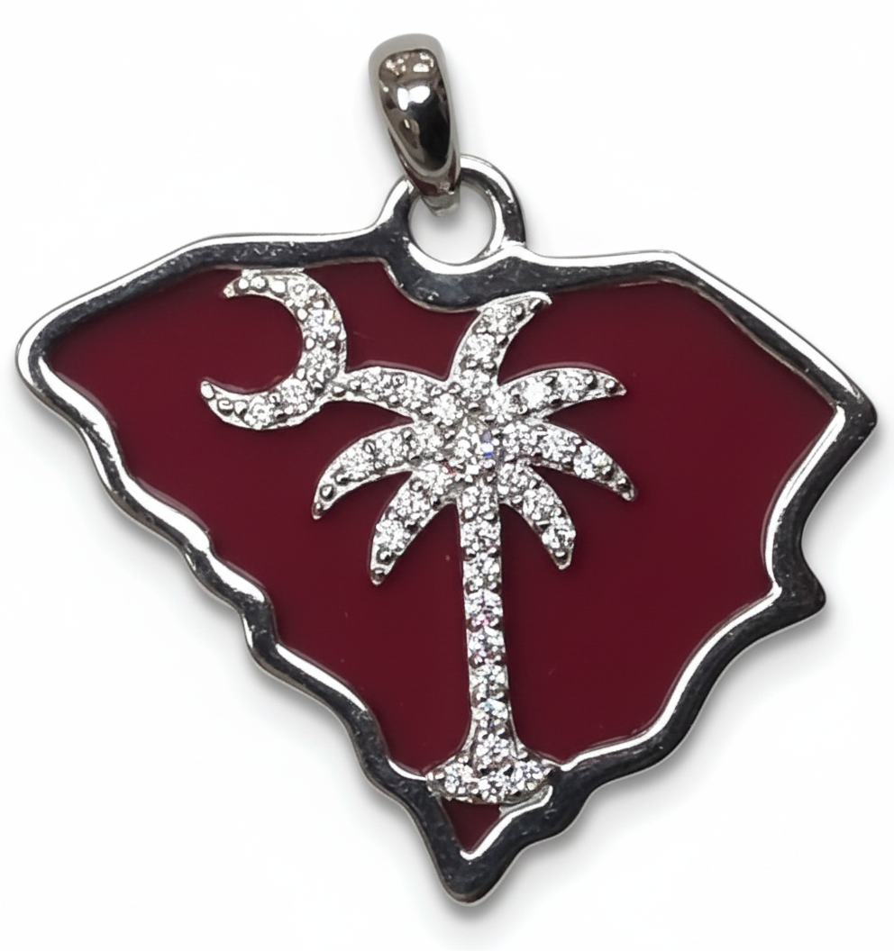 South Carolina State Palmetto & Crescent Pendant Sterling Silver (101305)