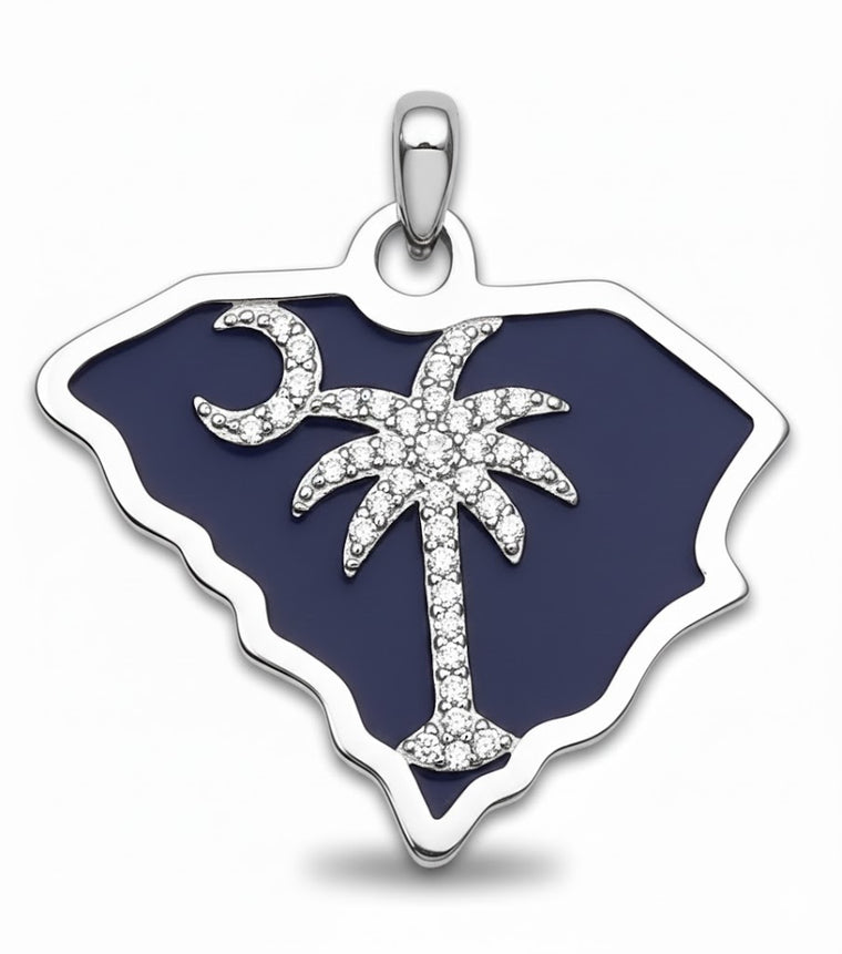 South Carolina State Palmetto & Crescent Pendant Sterling Silver (101302)