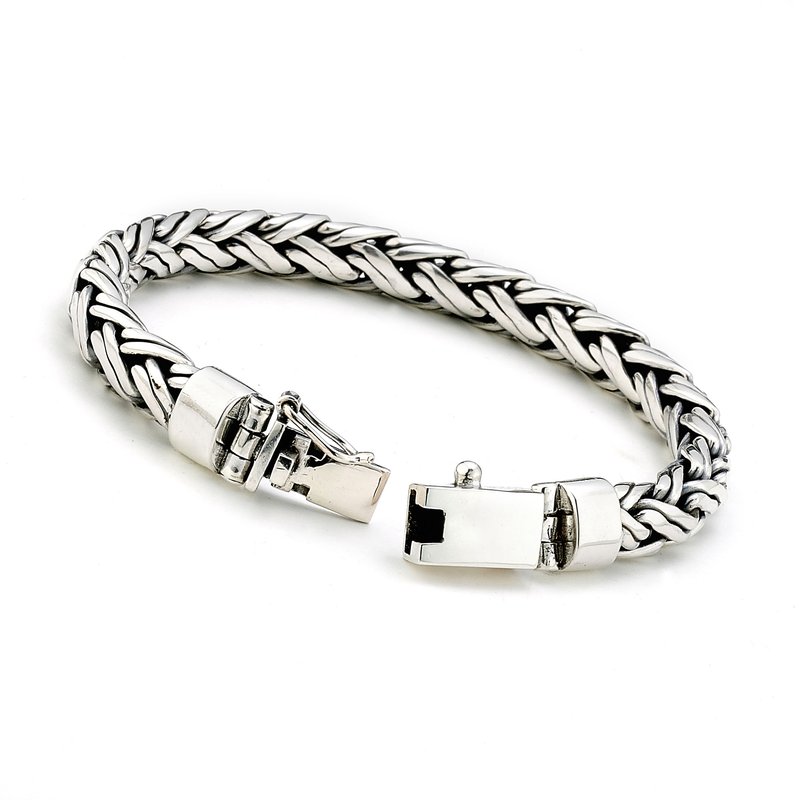 Silver Woven Bracelet For Men