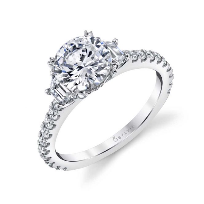 Sylvie 14K White Gold .51ctw Diamond Engagement Ring Semi Mount (90613)