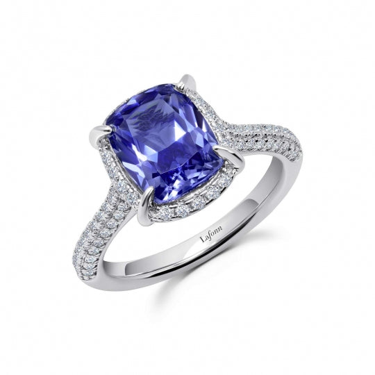 Lafonn Simulated Diamond and Tanzanite Ring in Sterling Silver, Size 7 (97855)