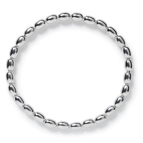 Southern Gates Contemporary 4mm Sterling Silver Elastic Rice Bead Bracelet. 6