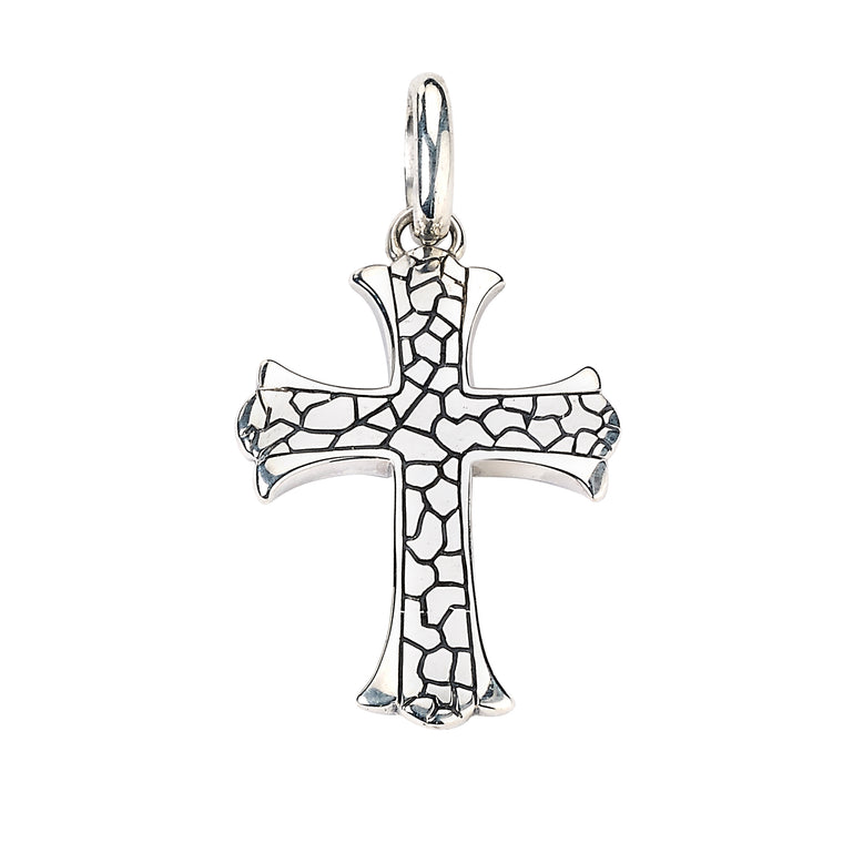 Samuel B. Sterling Silver Pebble Design Cross Pendant (91660)