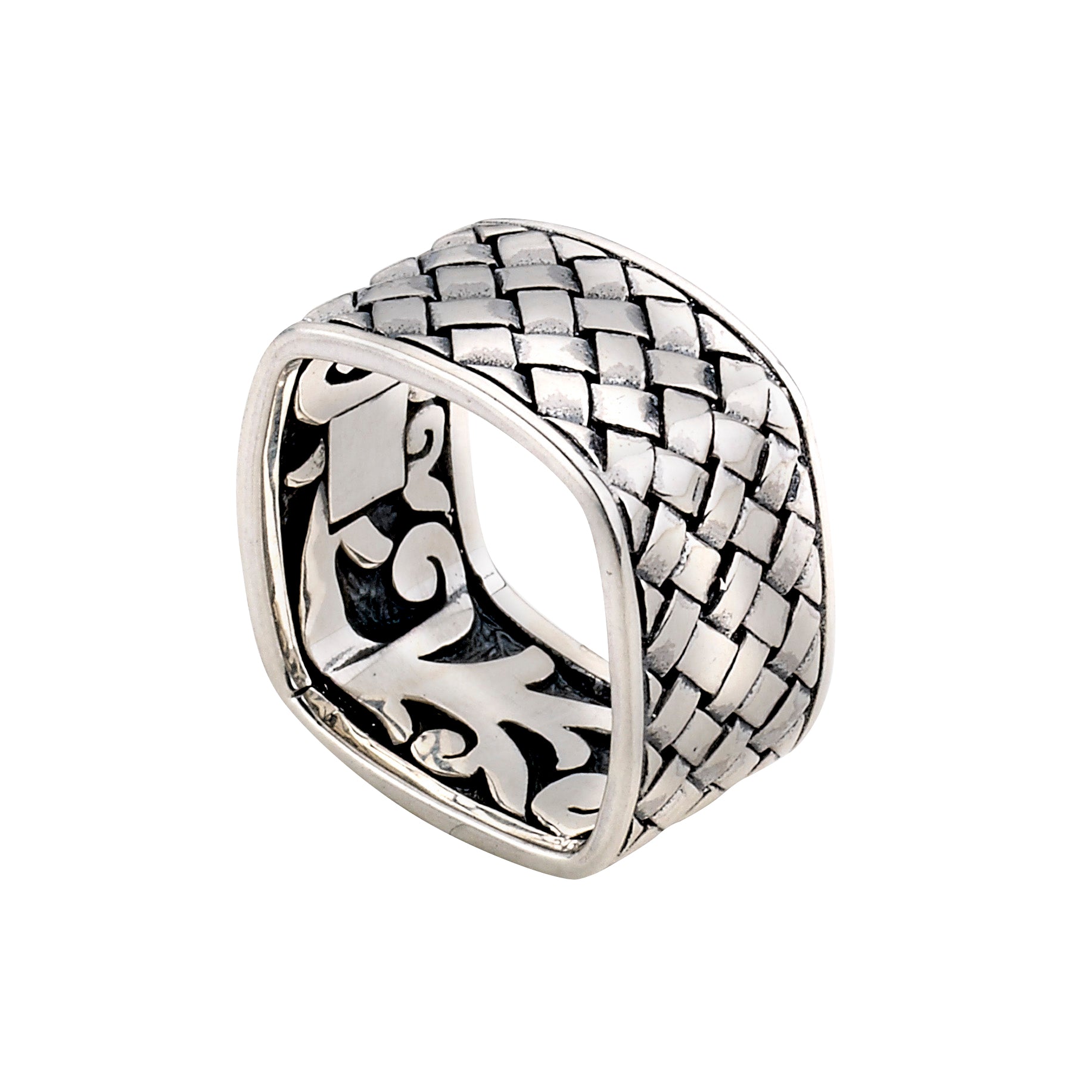 Samuel B Sterling Silver Square Basketweave Ring