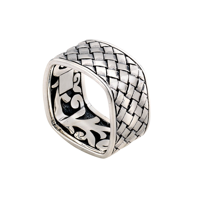 Samuel B. Sterling Silver Square Basketweave Ring, Size 7 (91418)