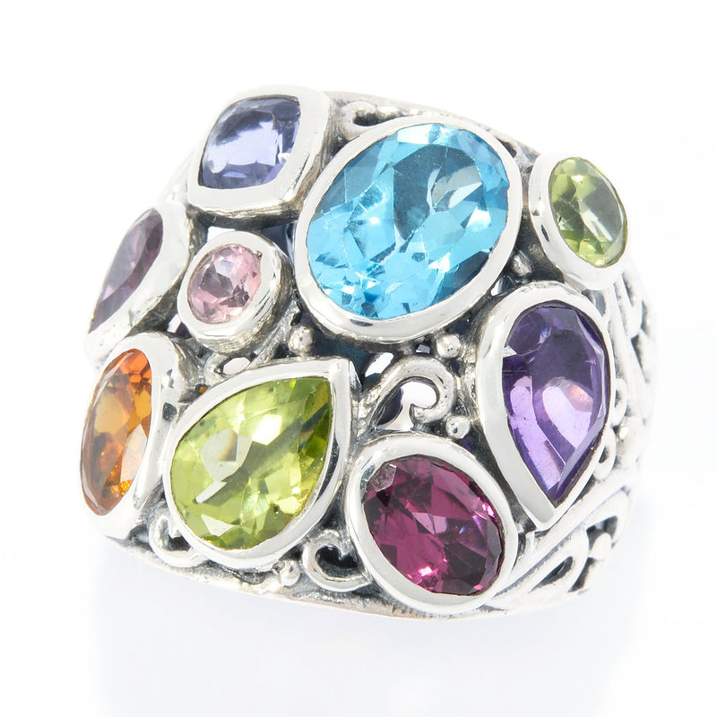Samuel B Sterling Silver Balinese Design Multi Shape Multi-Gemstone