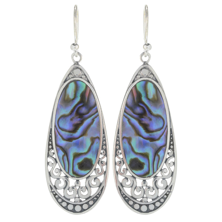 Samuel B. Sterling Silver Oval Abalone Drop Earrings (91439)
