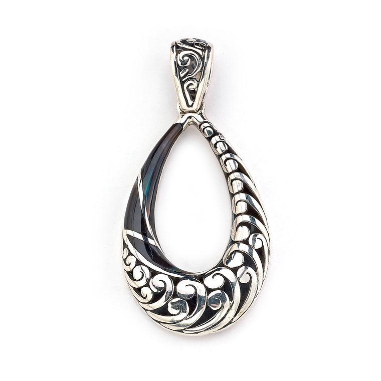 Samuel B. Sterling Silver Black Shell Open Pear-Shaped Pendant (91668)