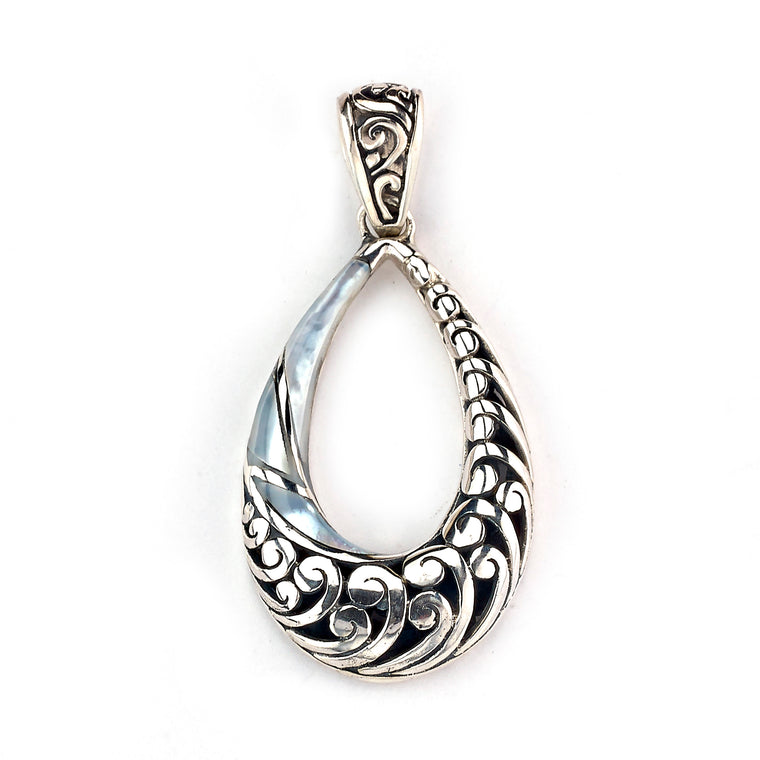 Samuel B. Sterling Silver Mother-of-Pearl Open Pear-Shaped Pendant (91669)