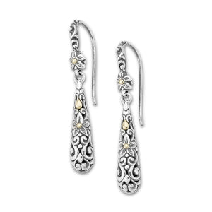 Samuel B. Sterling Silver and 18K Yellow Gold Floral Drop Earrings (98562)
