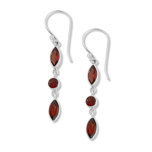 Our Sterling Silver marquise cut garnet drop earrings, handcrafted in Bali by our skilled artisans. From our signature collection, Royal Bali™ featuring designs handcrafted using sterling silver, solid 18k gold accents and genuine gemstones.
