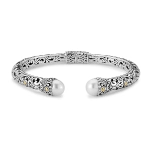 Samuel B. Sterling Silver and 18K Yellow Gold Bracelet With Pearl Endcaps (98570)