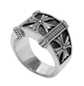 Samuel B. Sterling Silver Men's Imperial Cross Ring, Size 10 (93421)