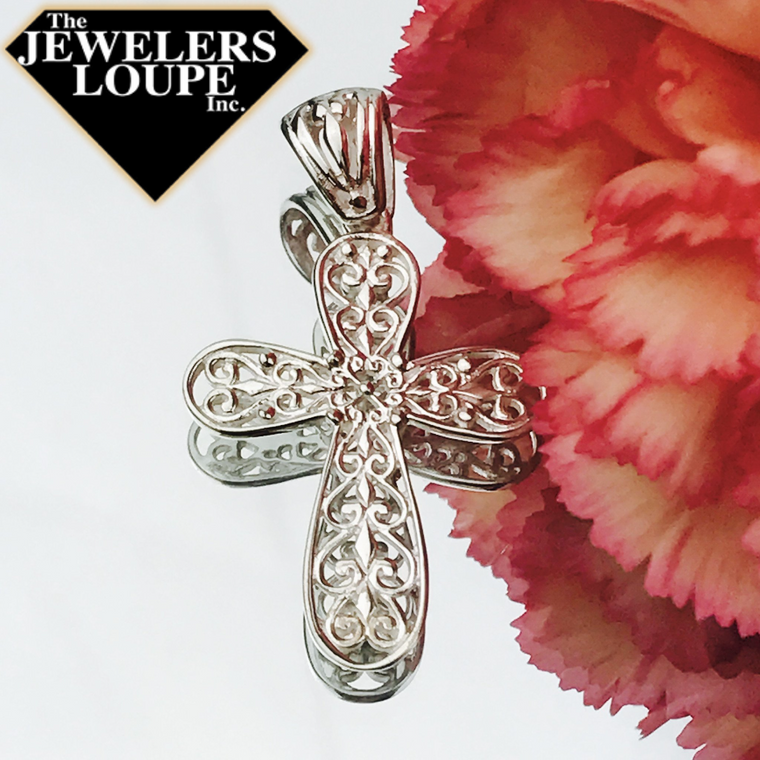 Southern Gates Sterling Silver Large Filigree Cross Pendant (75157)