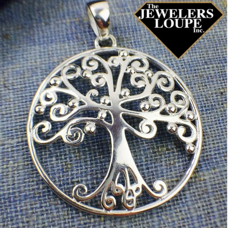 Southern Gates Sterling Silver Round Oak Tree Pendant (81068)