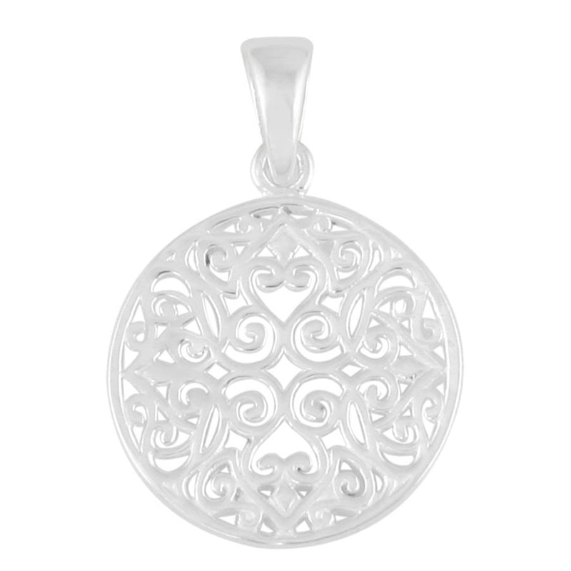 Southern Gates Sterling Silver Round Scroll Pendant, Small