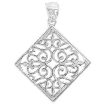 Southern Gates Sterling Silver Diamond Scroll Pendant, Small (