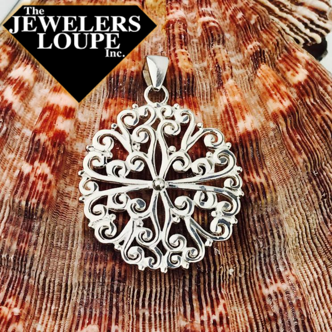 Southern Gates Sterling Silver Round Filigree Pendant 