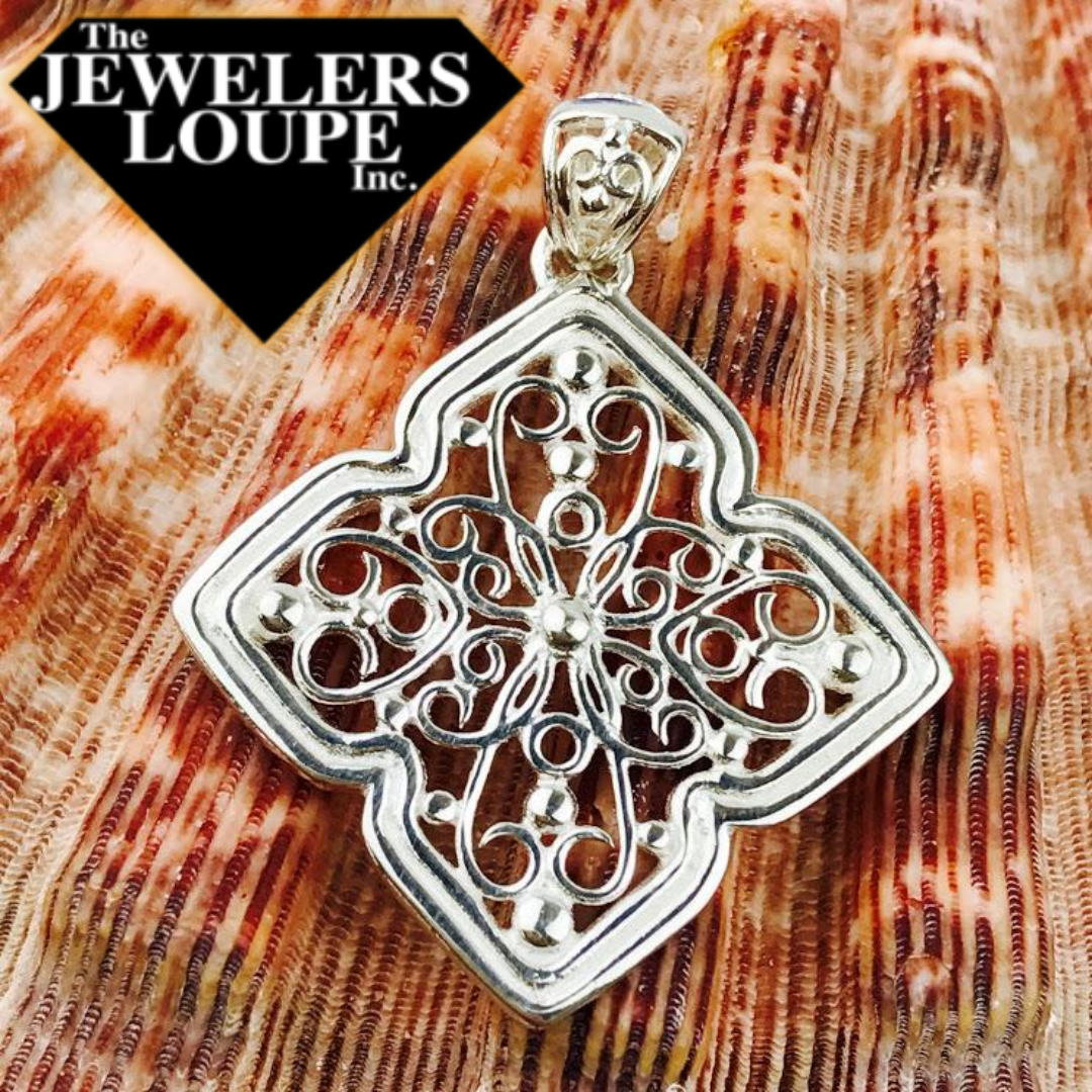 Southern Gates Sterling Silver Four Petal Scroll Pendant, Small 