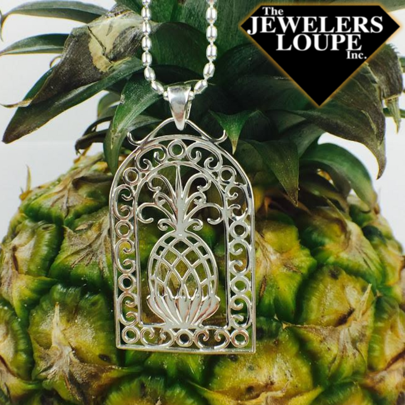 Southern Gates Sterling Silver Large Pineapple Scroll Pendant 