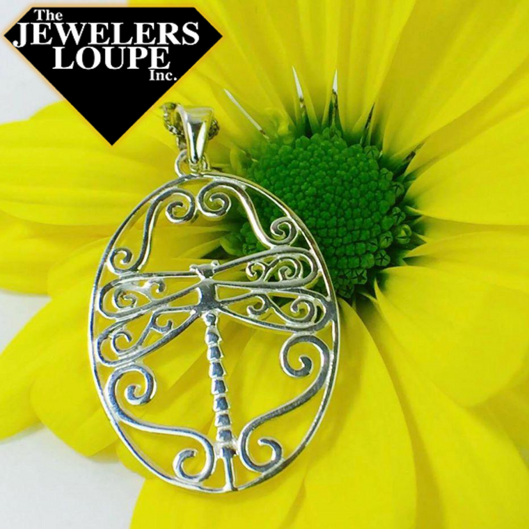 Southern Gates Sterling Silver Large Dragonfly Scroll Pendant (81093)