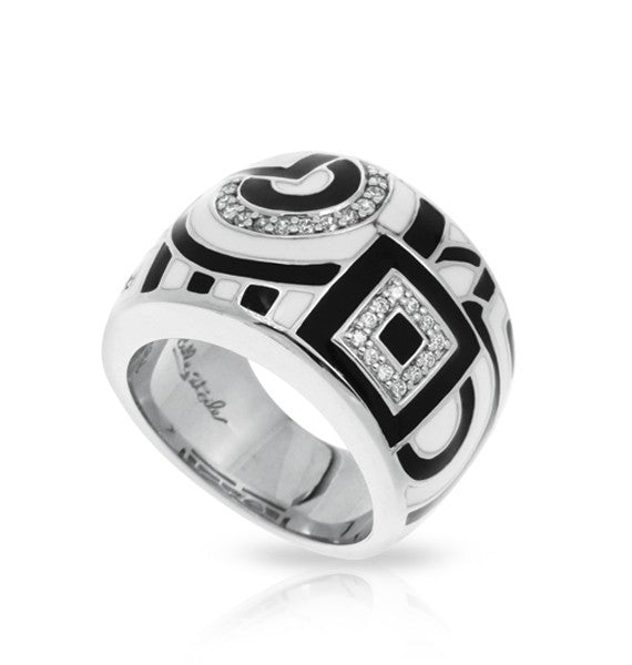 Belle e'toile Sterling Silver Geometrica Black and White Ring, Size 7 (83069)