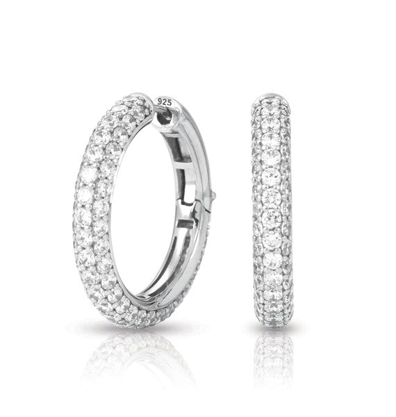 Belle e'toile Sterling Silver White Pave Earrings (83094)