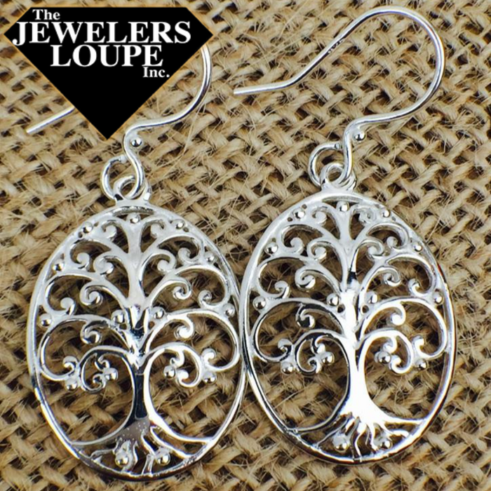 Southern Gates Sterling Silver Oval Oak Tree Scroll Earrings