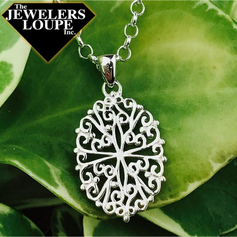 Southern Gates Sterling Silver Oval Filigree Pendant