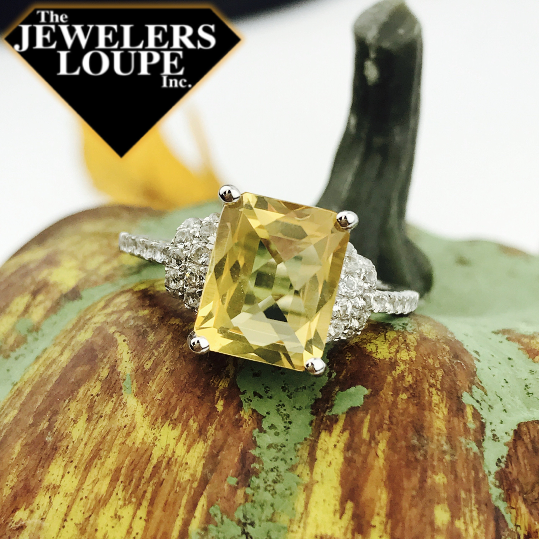 Bellissima Sterling Silver Citrine and White Topaz Ring