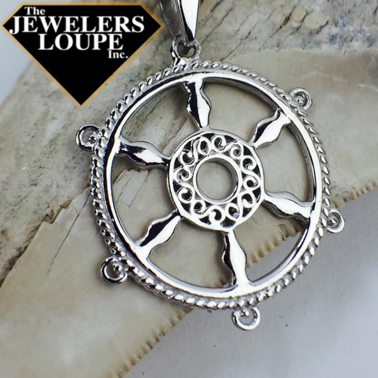 Southern Gates Harbor Series Sterling Silver Ships Wheel Pendant (88103)