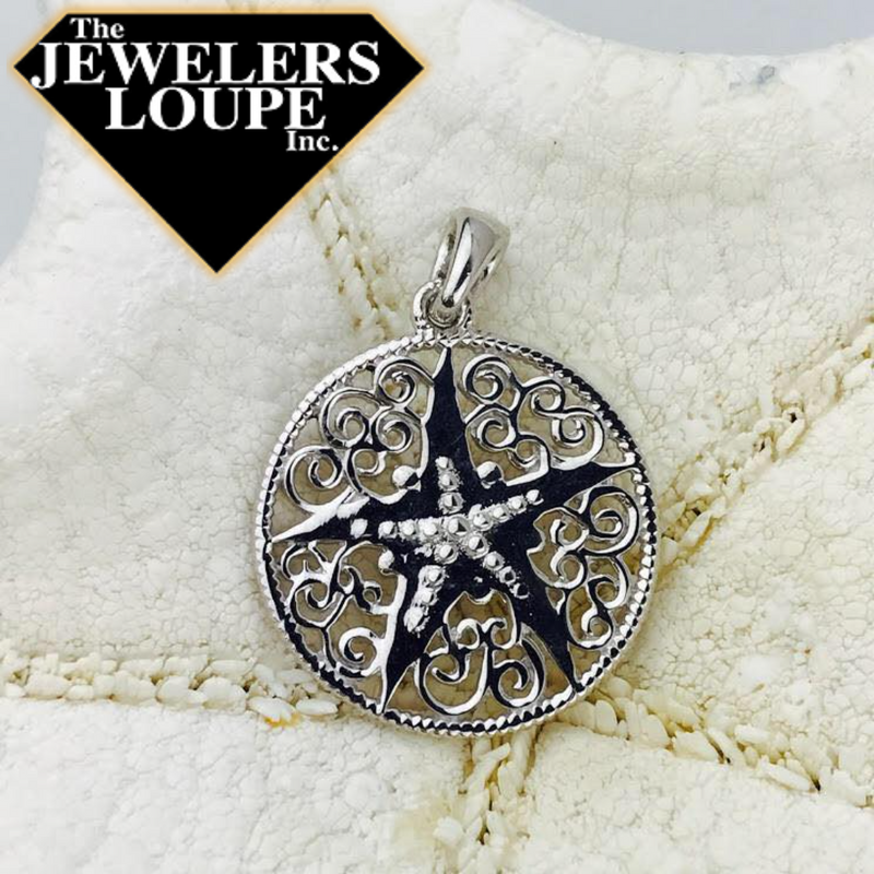 Southern Gates Harbor Series Sterling Silver Filigree Starfish Pendant (88106)