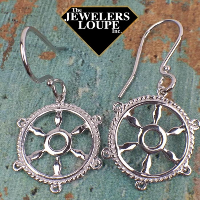 Southern Gates Harbor Series Sterling Silver Ships Wheel Earrings 