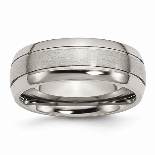 Titanium Grooved 8mm Brushed And Polished Band, Size 12 (88269)